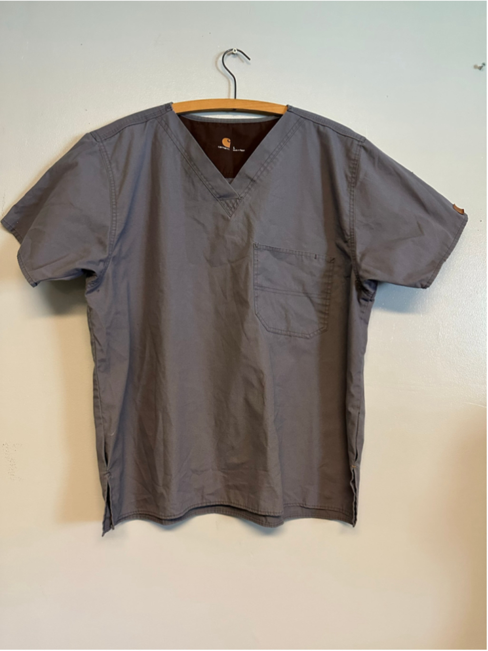 Carhartt Scrub Top Grey Brown Size Large Flawed Workwear
